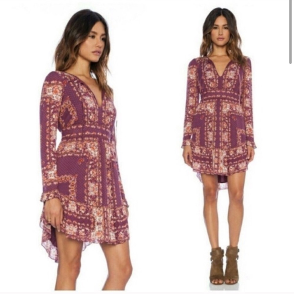 Free People Bridget Mini Dress in Berry